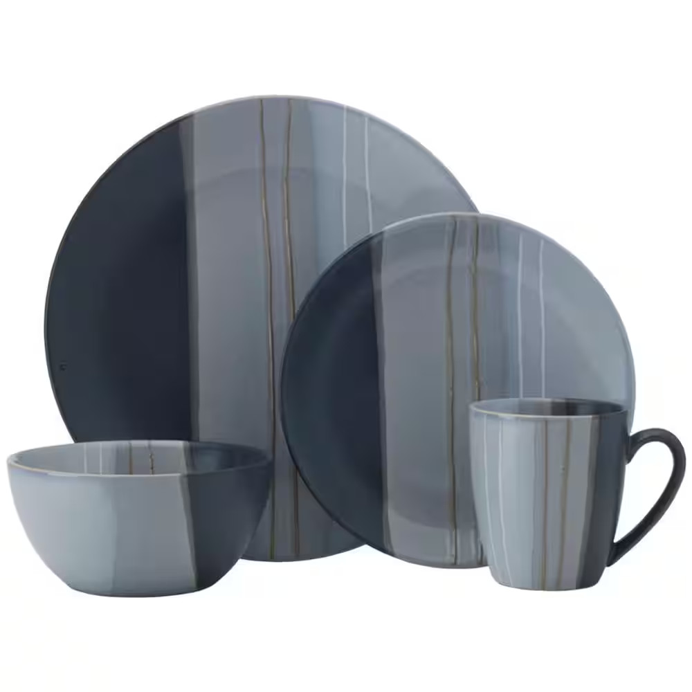 Parker Gray 16-Piece Stoneware Dinnerware Set (Service for 4)