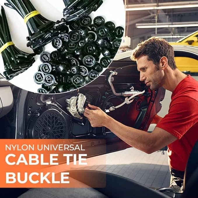 100 Pcs Universal Nylon Cable Tie Buckle Self Locking Zip Ties with Button Lock