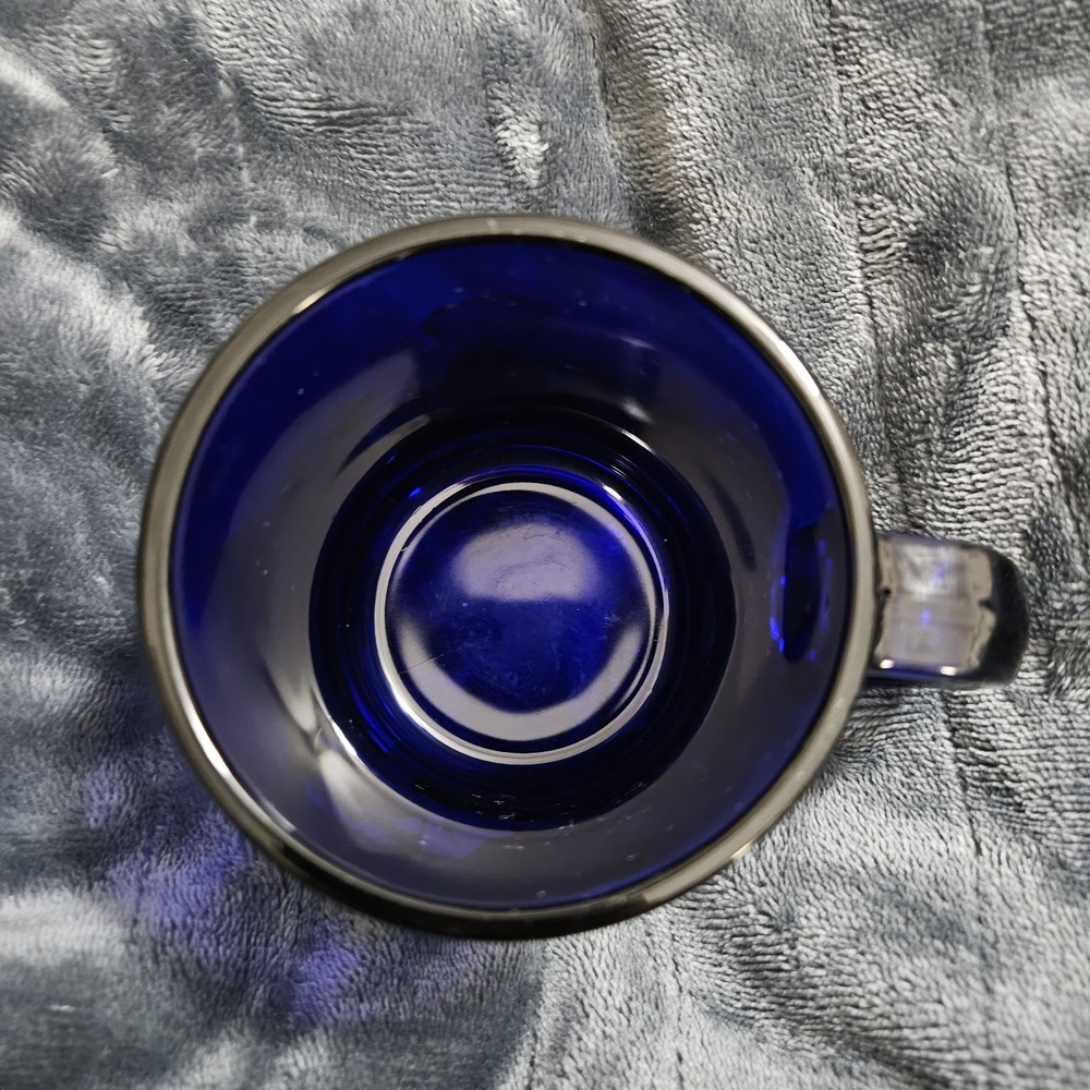 Vintage Boeing Space Shuttle Main Engine Rocketdyne Cobalt Blue Glass Coffee Mug