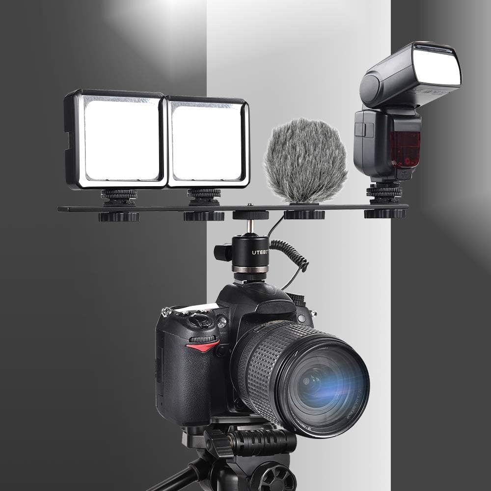 UTEBIT 11" Flash Bracket, Dual Camera Mount with 1/4" Hot Shoe & Thread