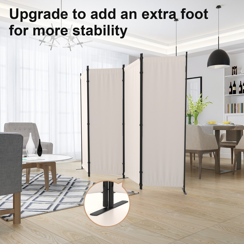 Room Divider 4 Panel Folding Privacy Screen Portable Wall Partition 88"W, White