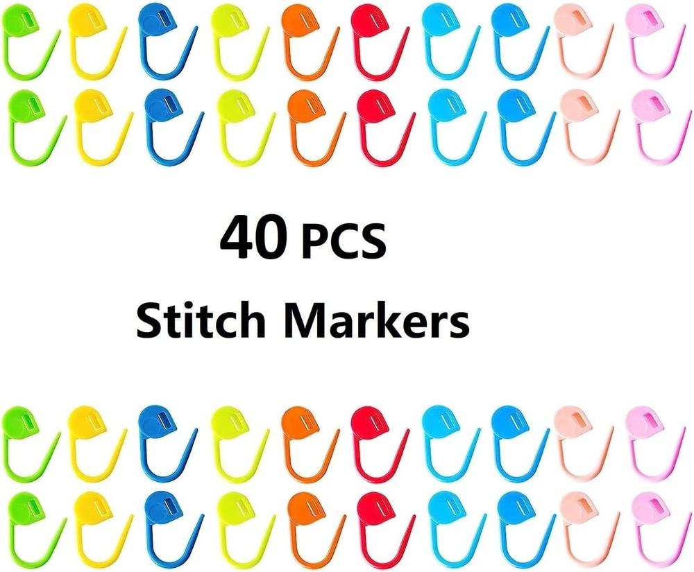 6 Sets Mini Crochet Hook Keychain with 40pcs Plastic Colored Stitch Markers, ...