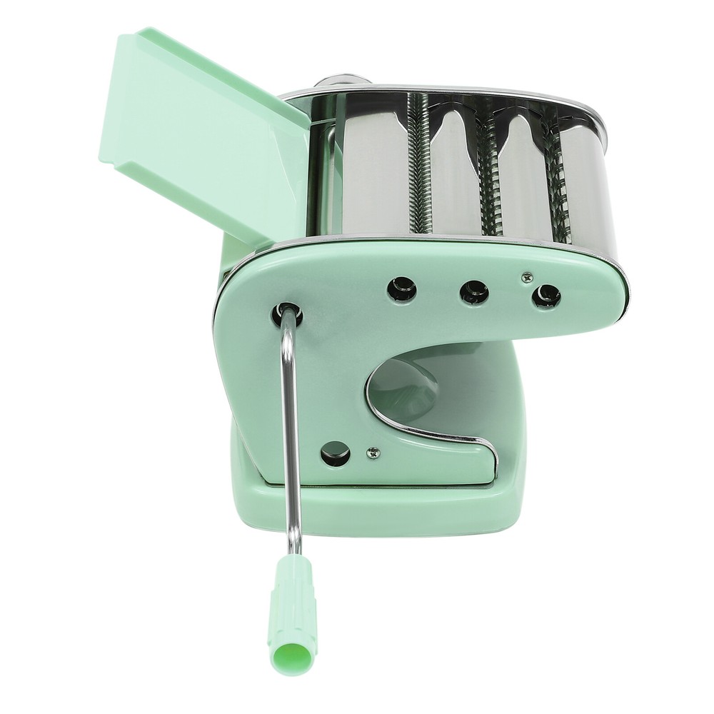 Green Manual Pasta Maker Machine W/ Adjustable Thickness Noodle Roller& Cutter
