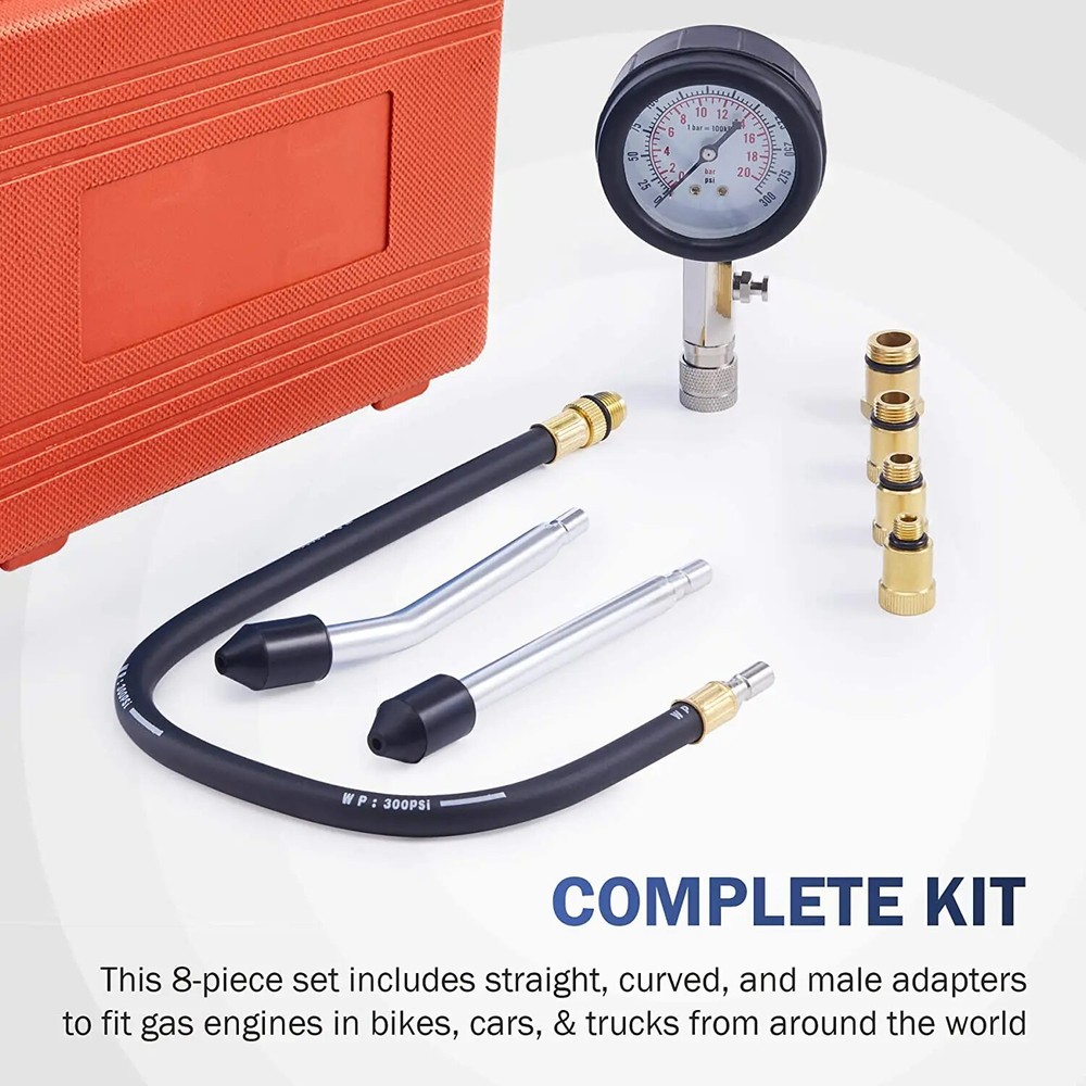 Professional Cylinder Engine Compression Tester Pressure Gauge Test Kit Motor US