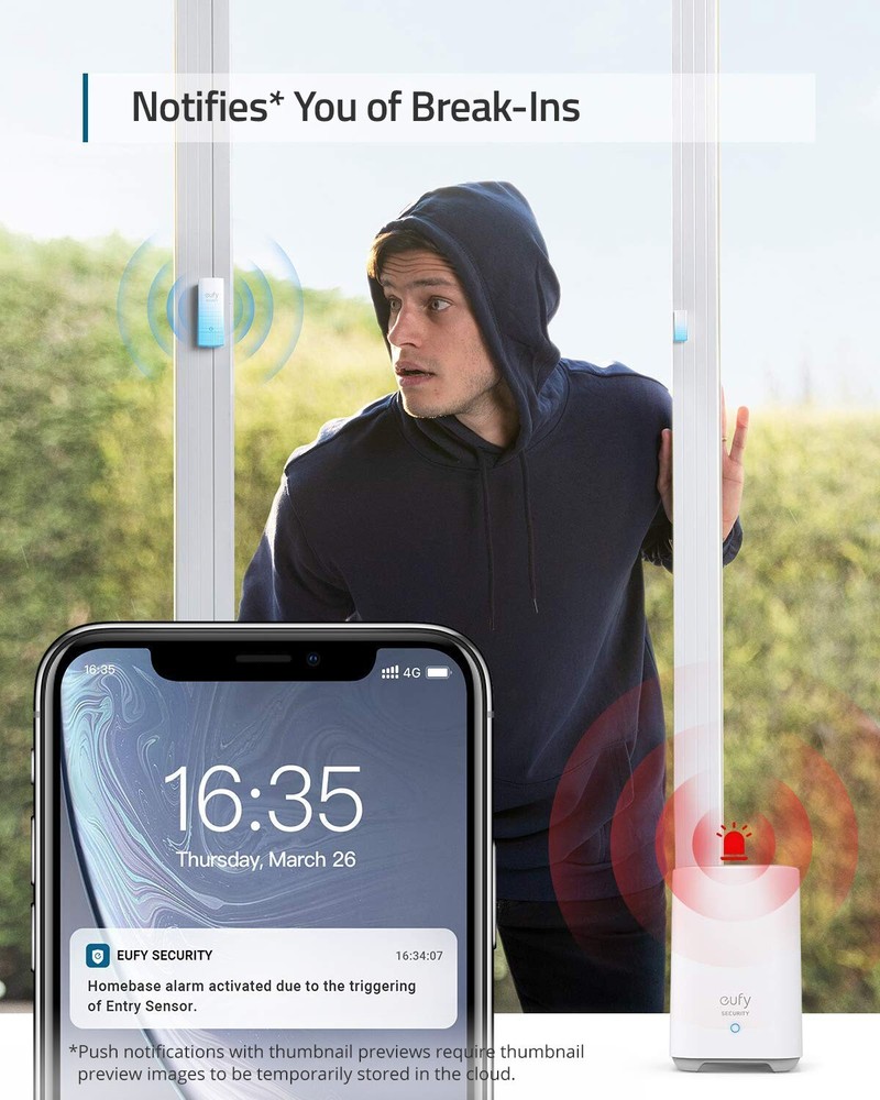 eufy 5-Pcs Wireless Alarm System Smart Home Security Kit Motion Sensor with App