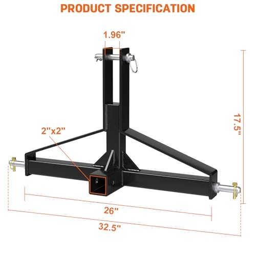 3 Point Hitch 2” Receiver Quick Hitch Compatible, Tractor Mover Drawbar Hitch,