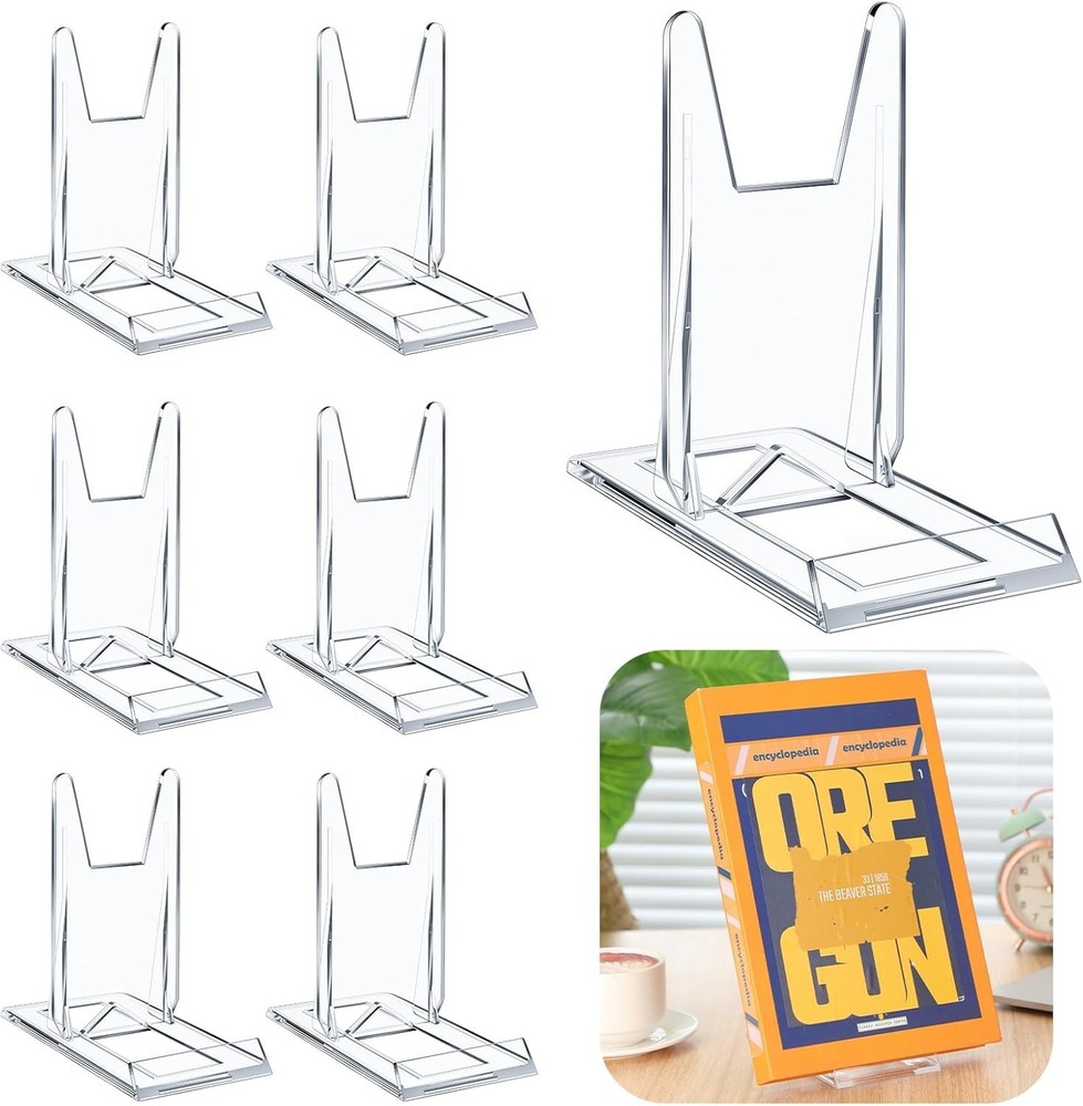 6 Pack Acrylic Book Stand Display Adjustable Clear Display Holder Easel