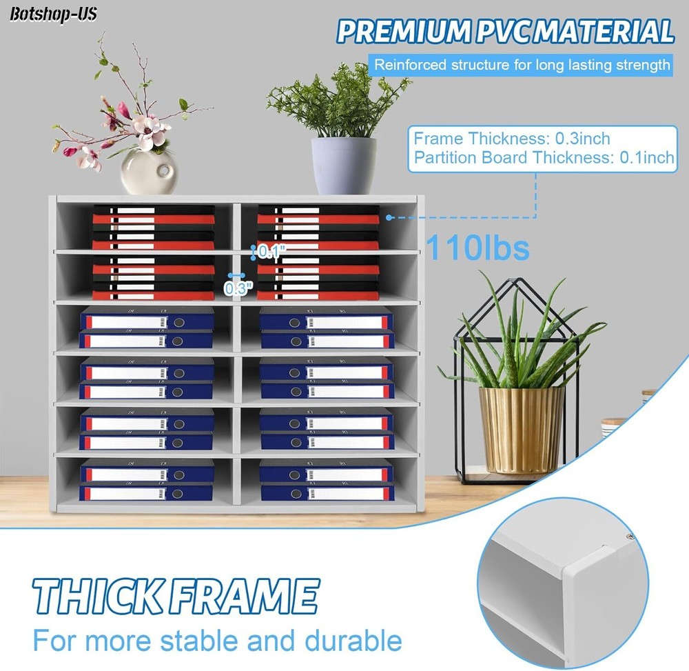 12-Compartment Literature Organizer – Durable File Sorter with Modern Design