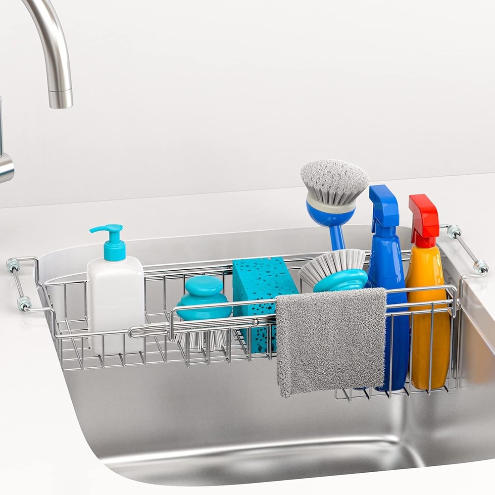 Over The Kitchen Sink Caddy Sponge Holder Organizer Drying Rack Expandable