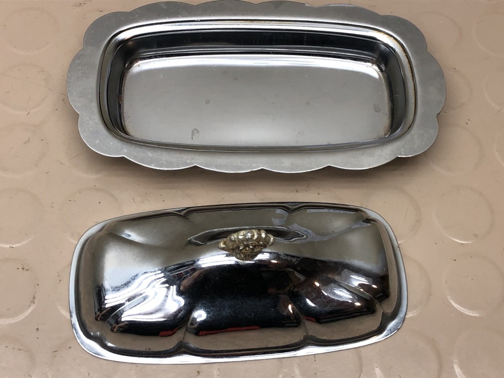 Vintage Stainless Lidded Butter Keeper-Dish