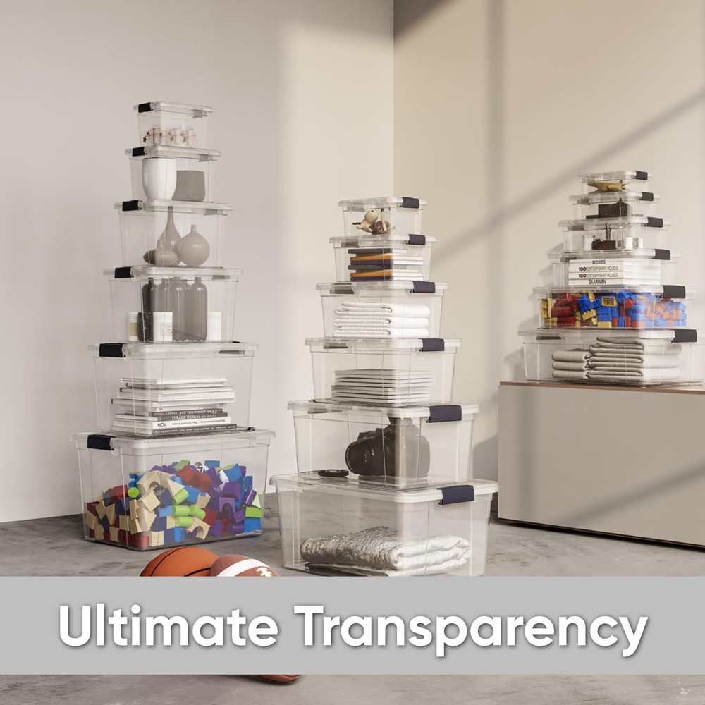 Superio Clear Storage Bins with Lids, 2 Pack- Plastic Storage Boxes - 8.7 Quart