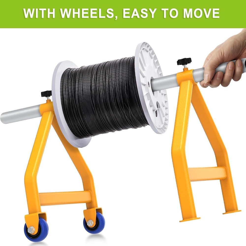 Wire Spool Rack, Portable Cable Caddy, Steel Fully welded Wire Rack Dispenser...