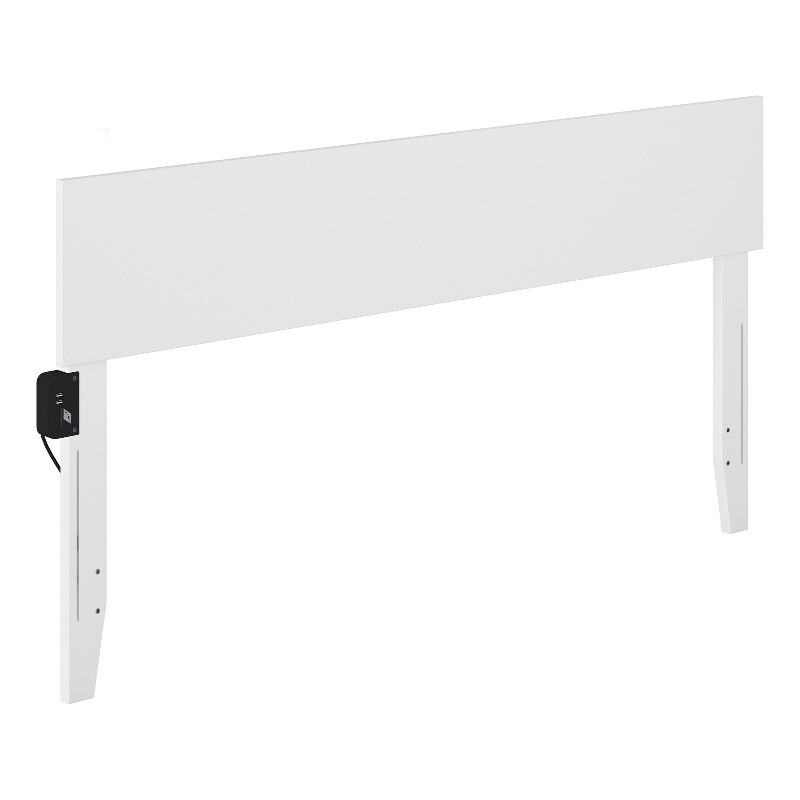 AFI Orlando King Solid Wood Panel Headboard with Device Charger in White