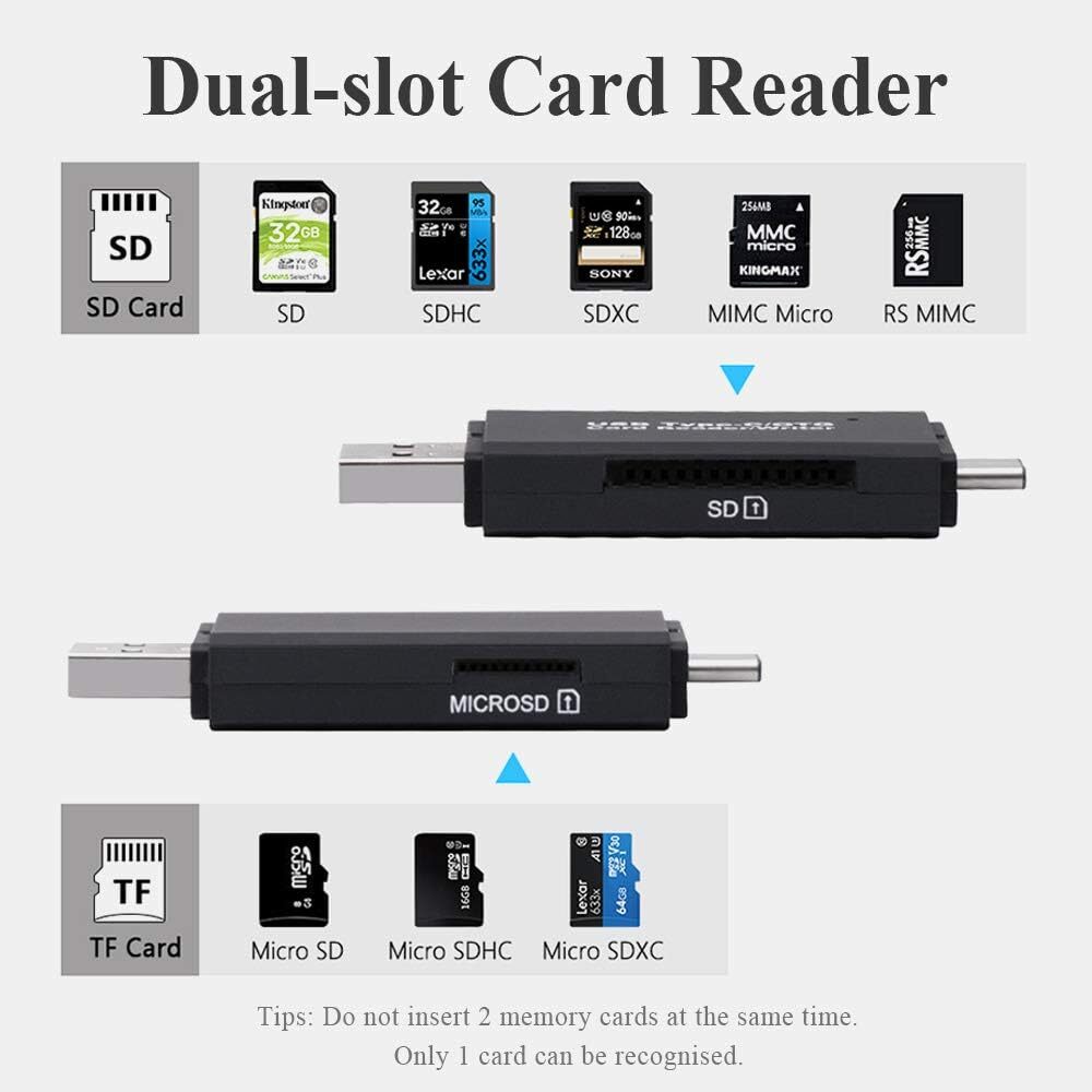 Card Reader USB 2.0 Type C Micro SD TF OTG Smart Memory Adapter Laptop Computer