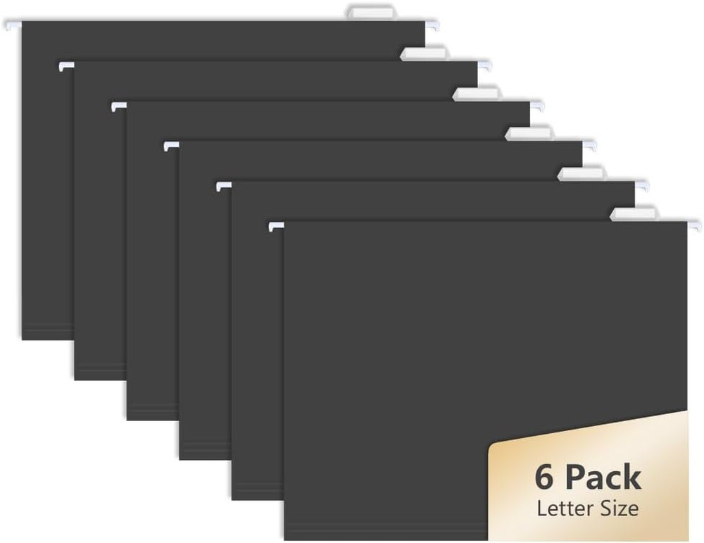 6 Pack Hanging File Folders Letter Size Black Tabs Organizer for Office Use US
