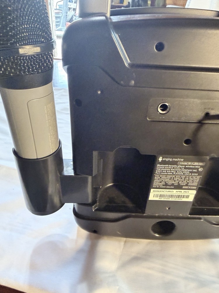 Singing Machine SML294BK Bluetooth Karaoke System 2 Mics USB-C Tested