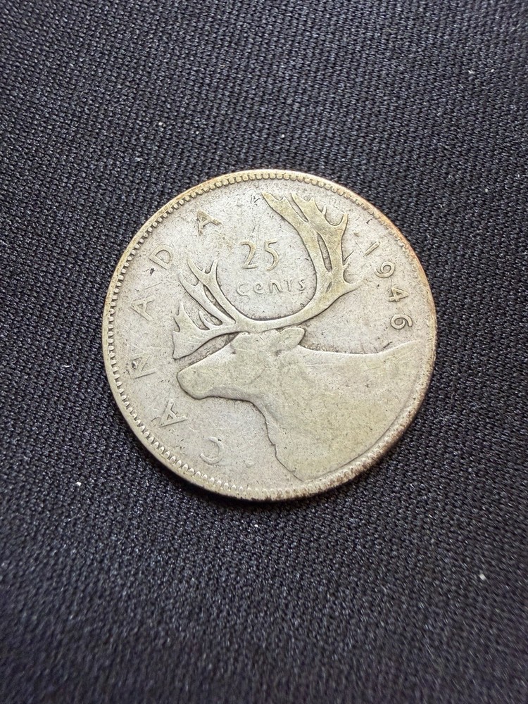 1946 Canada Silver 25 Cents Coin