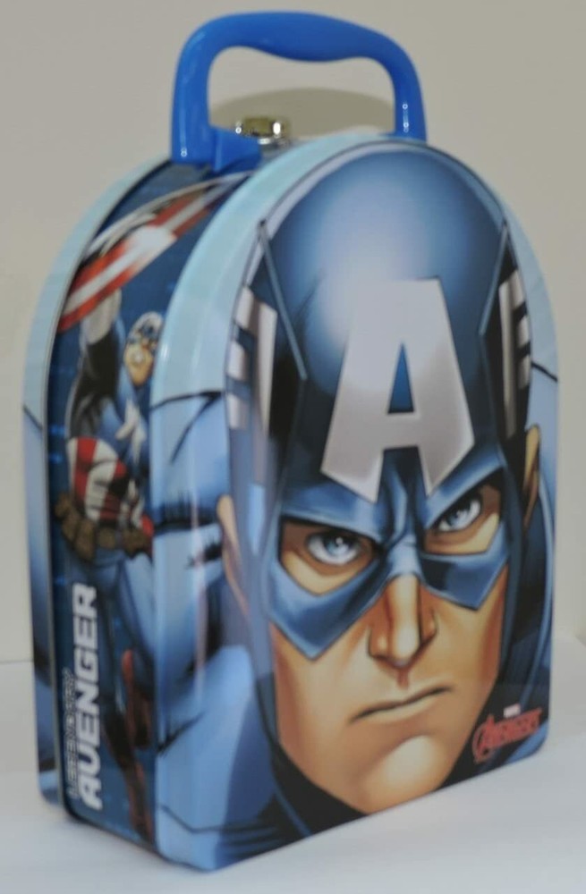 Captain America - Tin Lunch Box - Marvel - Head Shape - 2015 - SEE DESCRIPTION
