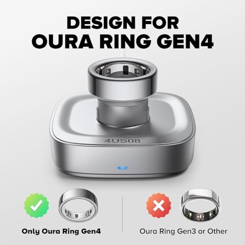 Ring Chager Compatible with Ou-ra Ring4, Fast Charge for Ou Size 9 Silver Grey
