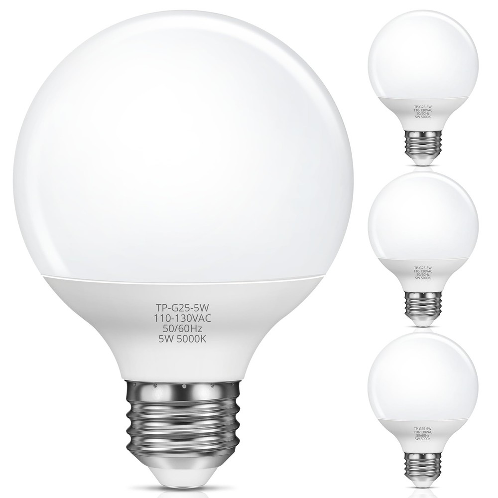 G25 LED Globe Light Bulbs 60W Equivalent, Daylight White 5000K Bathroom Vanit...