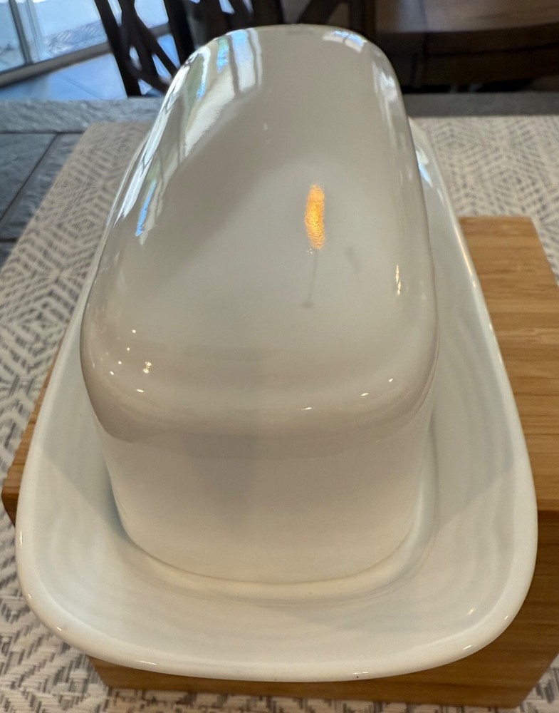 Classic White Stoneware Butter Dish Keeper