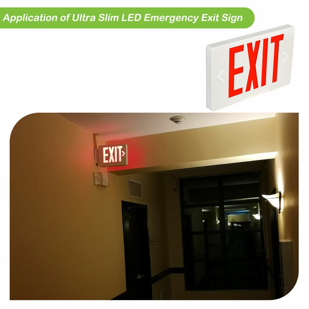Red LED Emergency Exit Light Sign - Modern Battery Backup UL-94V Fire Resistance