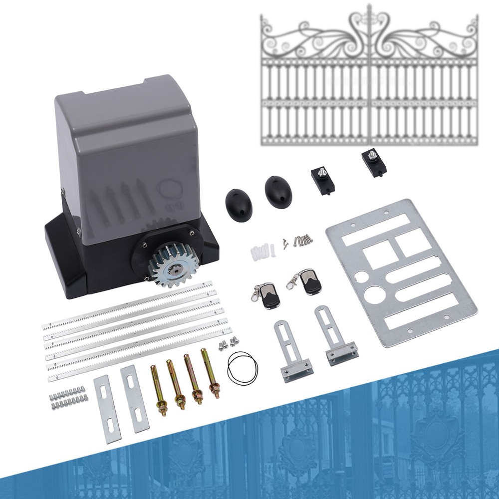 3968LBS Automatic Sliding Gate Opener Rack Driven W/ 2 Remotes & Complete Kit