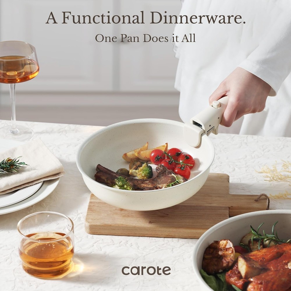 Versatile 19 Piece Cookware Set, Nonstick, Removable Handle