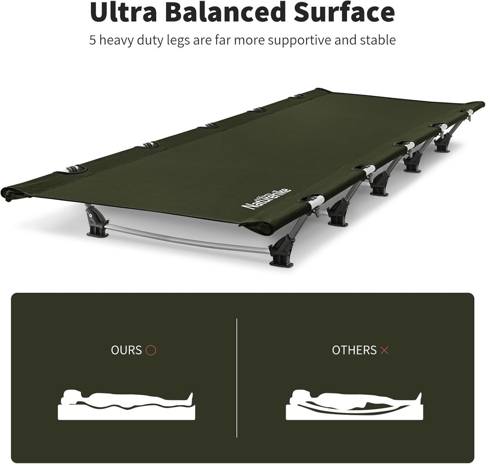 GreenWild Camping Cot, Ultralight Folding Backpacking Cot, 60-Second Easy Set-Up