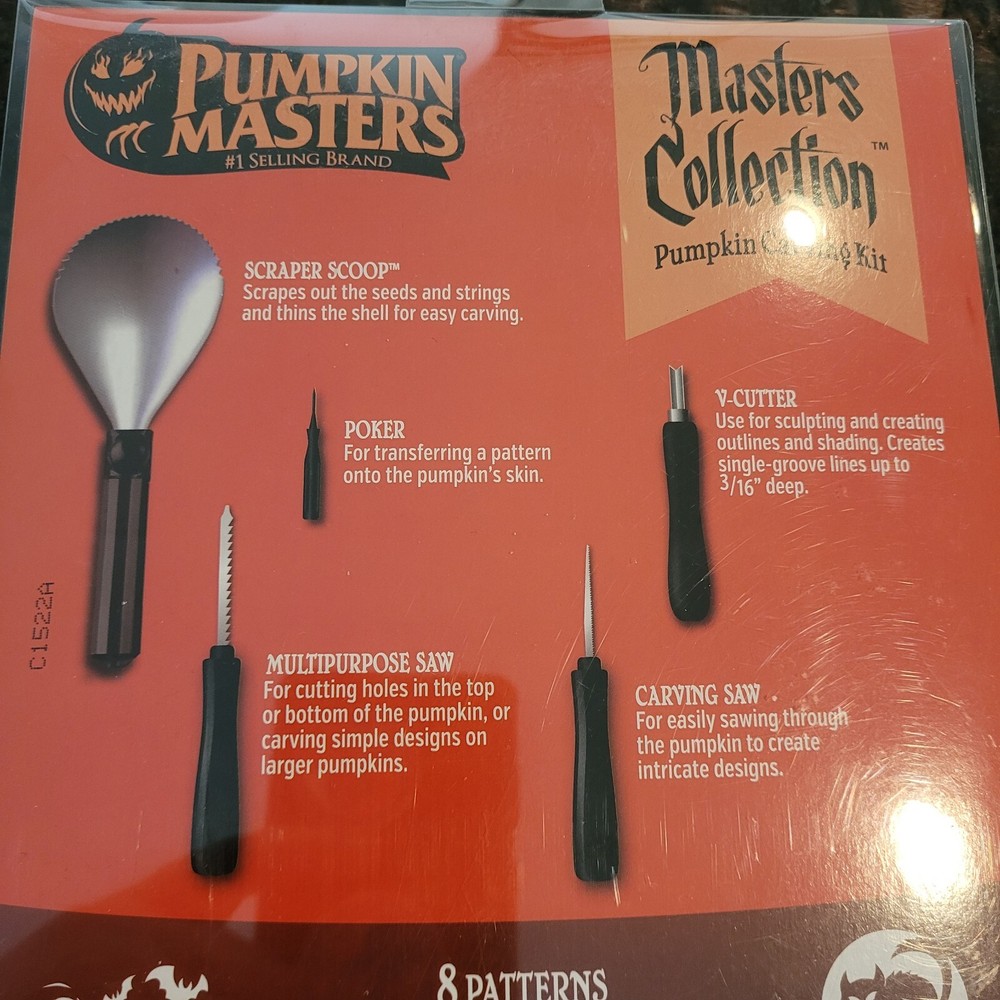 Pumpkin Masters Stainless Steel Tools Carving Kit Patterns Halloween
