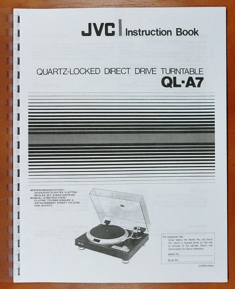 JVC QL-A7 Turntable Owners Manual