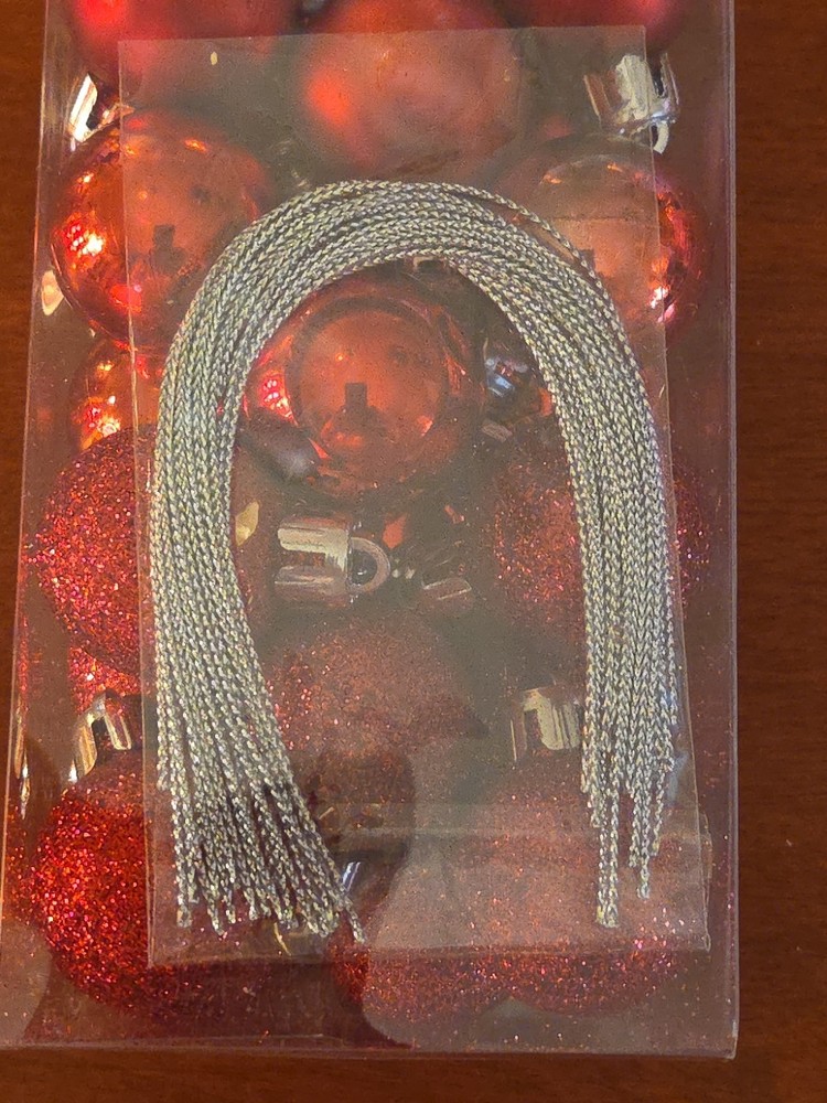 NEW! 25 Red Shatterproof Mini Ornaments with String (Distributed by Target)