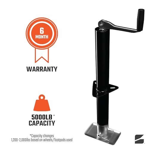 Top-Wind A-Frame Trailer Jack with Rectangular Footpad | 5000 lb TW w/ Footpad