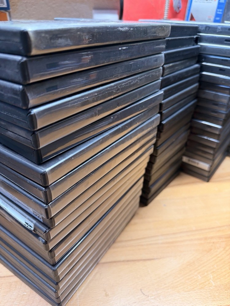 Lot of 100+ USED EMPTY BLACK DVD Cases Assorted