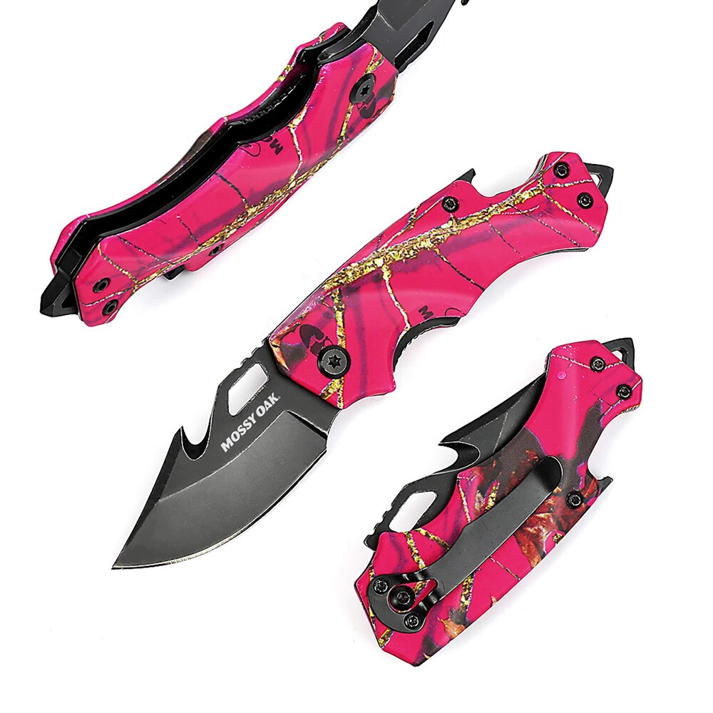 Mossy Oak Mini Folding Pocket Knife Multitool Drop Point Blade EDC Bottle Opener