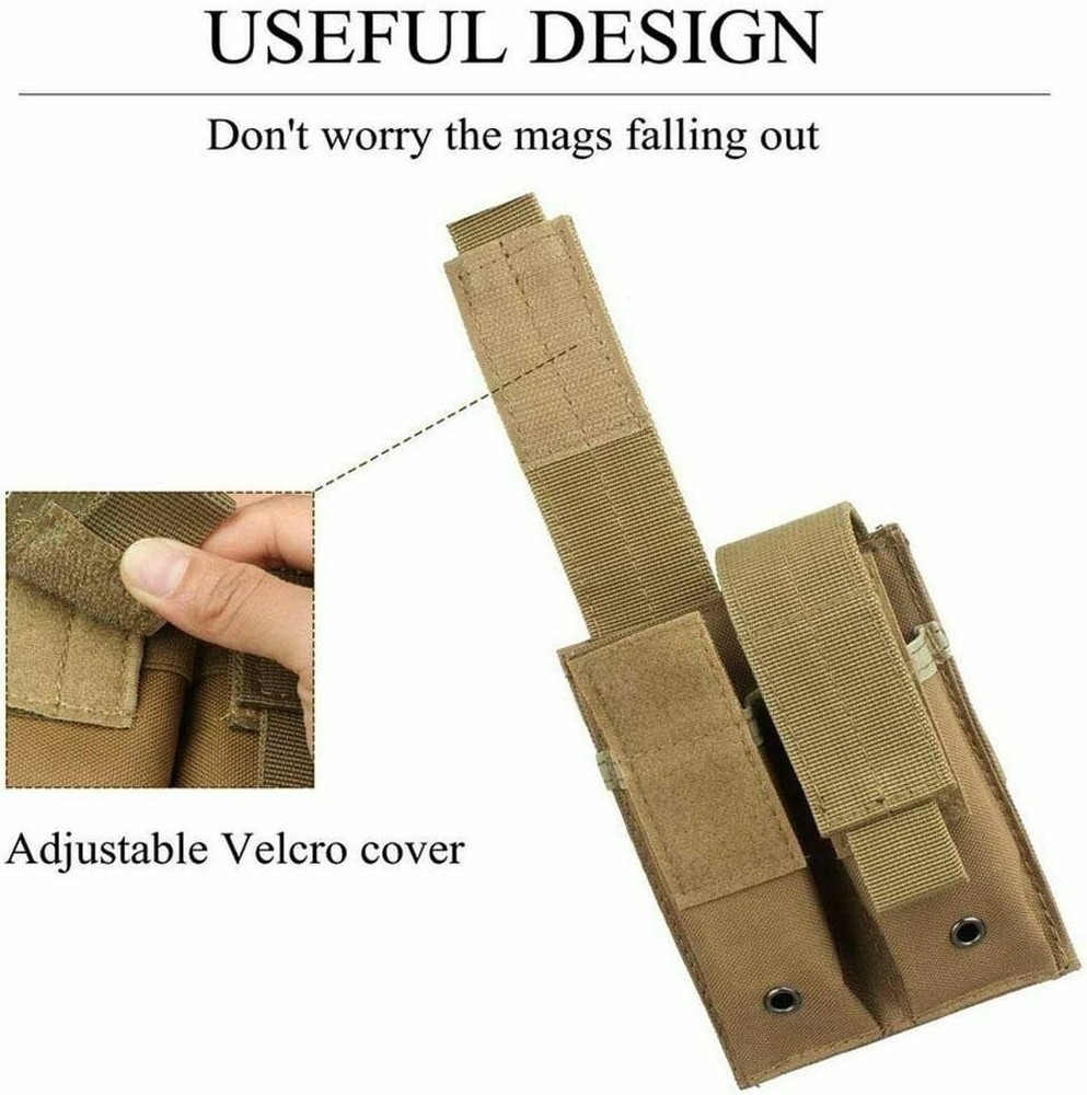 Tactical MOLLE 9mm Magazine Pouch Single/Double Stack Pistol Mag Bag Holder Case
