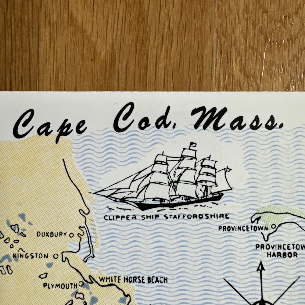 Unbranded Wall Tile 6" x 6” Cape Cod Massachusetts Map Vintage Trivet