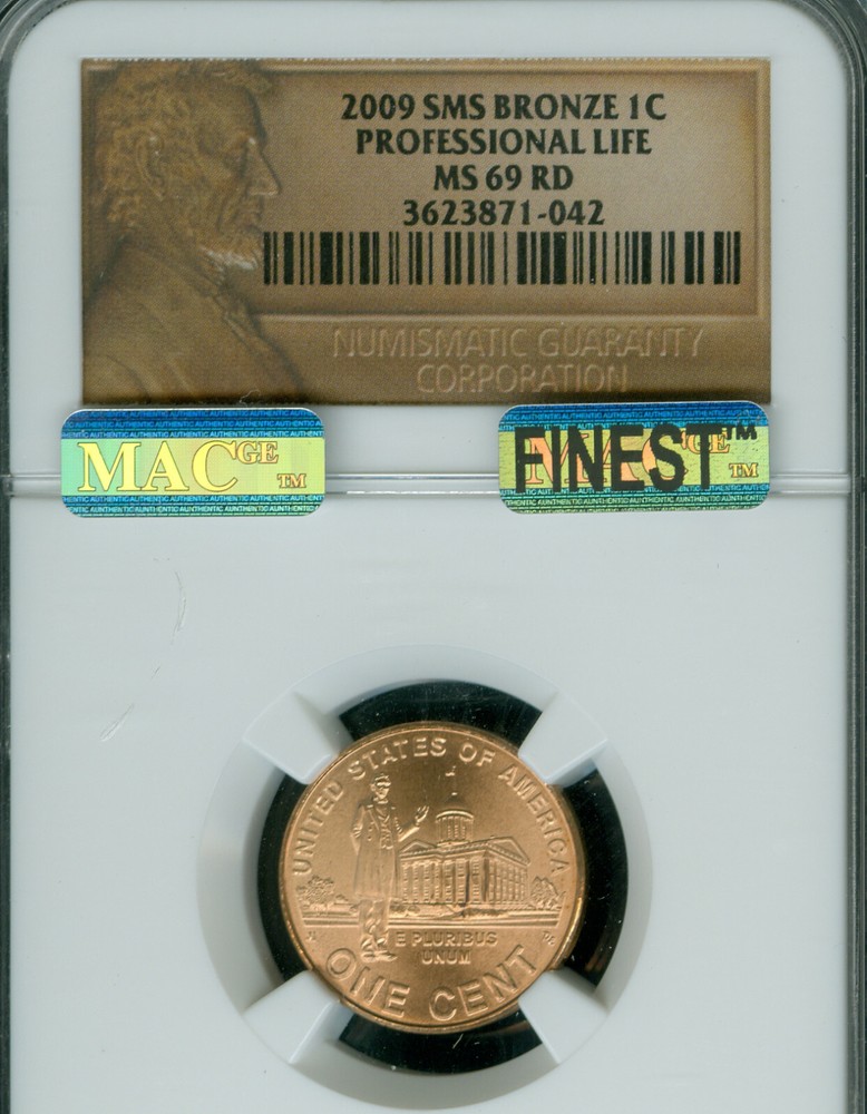 2009 PROFESSIONAL LINCOLN CENT NGC MS69 RD SMS MAC FINEST & SPOTLESS.