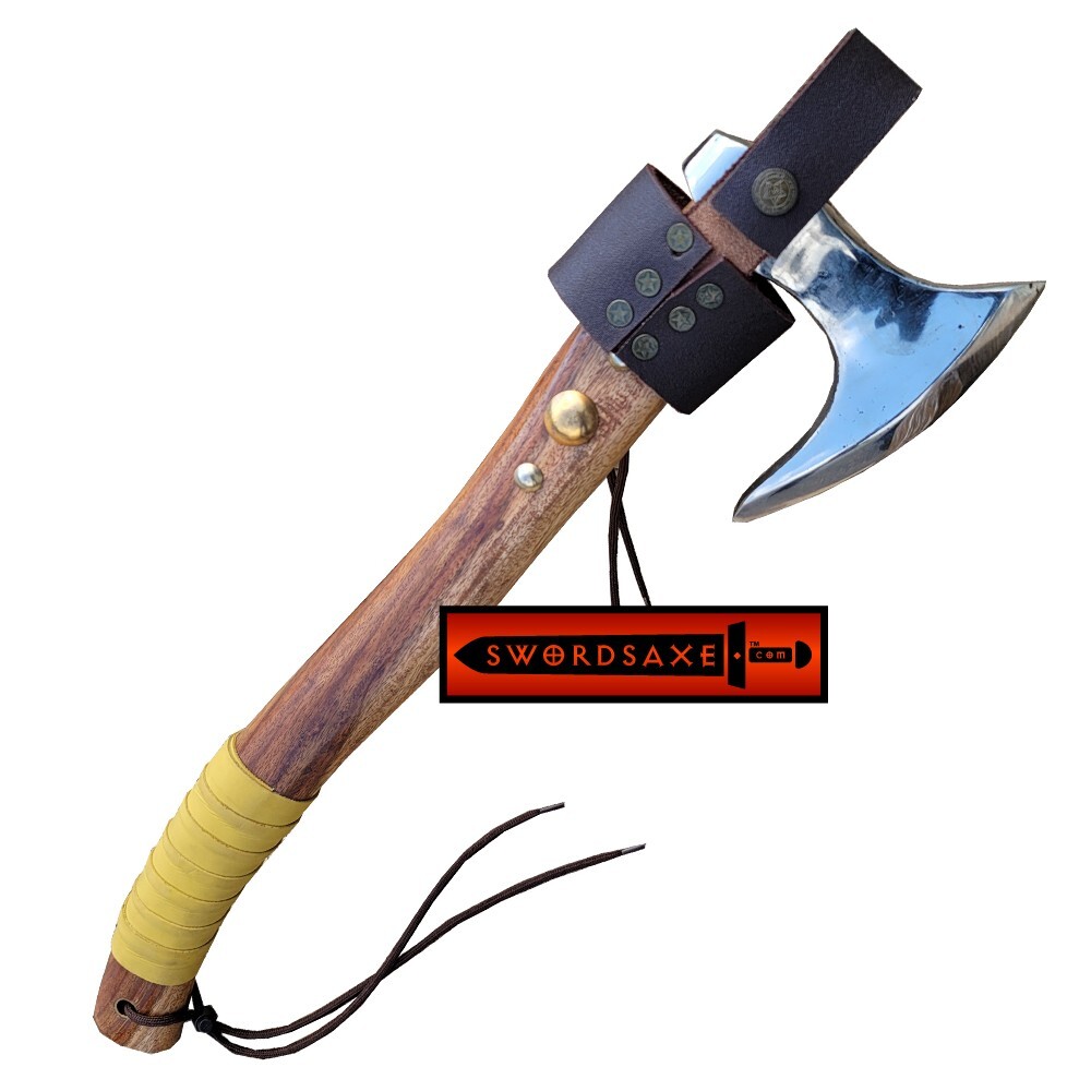 Stainless Steel Bearded Viking Axe Solid Hardwood Haft Hatchet Camping Tool