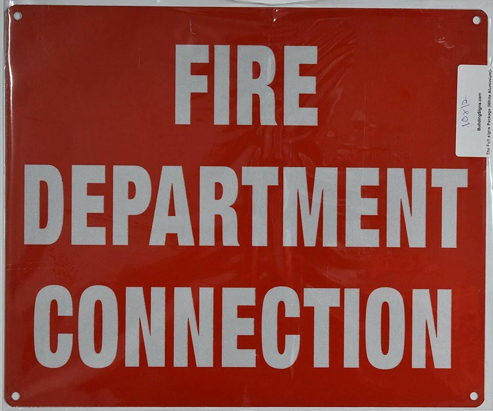 FIRE Department Connection Sign(Red, Reflective,  10x12)-REF24-1027