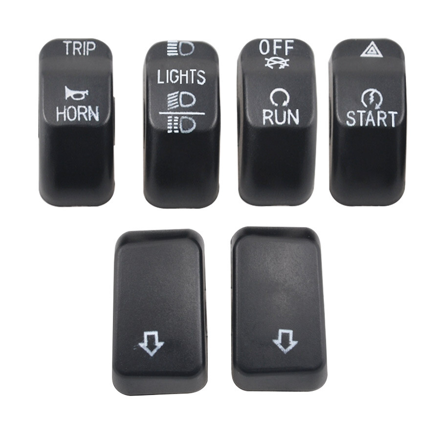 Black Hand Control Switch Housing Button Caps For Harley Dyna Softail Sportster