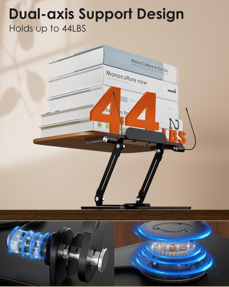 Book Stand for Reading, Adjustable Book Holder with 360° Swivel Base & Page C...