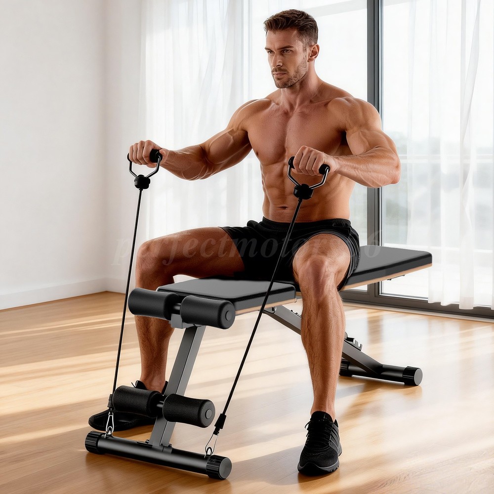 Foldable Weight Bench Adjustable Strength Training Full Body Workout Incline Gym