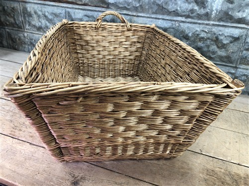 Rectangular Wicker Basket, Vintage German Woven Basket, Storage Organizer C37,