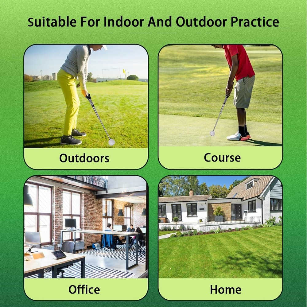 Retractable Golf Swing Trainer, Golf Training Aid and Grip Trainer with Click Fe