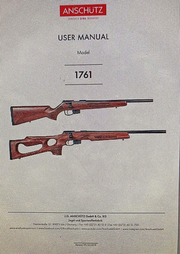 ANSCHUTZ NORTH AMERICAN FIREARMS Owners Operators User Manual