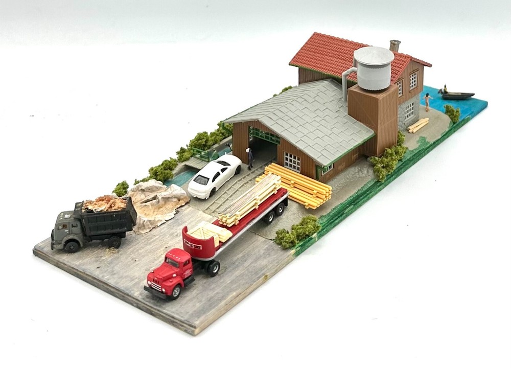 ModelPower N Scale Custom 2-Story Riverside Lumber Mill Diorama