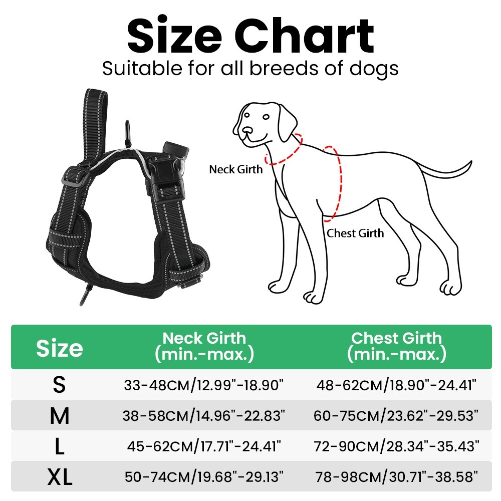 No Pull Light Up LED Dog Harness with Reflective Strips, Padded Breathable Mesh