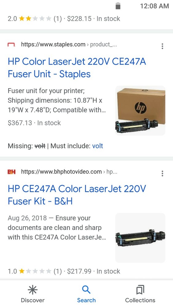 HP CE247A 220volt Fuser Kit