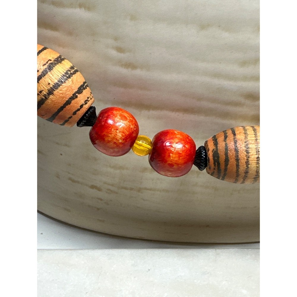 Vintage Striped Wood Necklace
